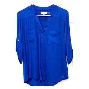 Calvin Klein 3/4 sleeve royal blue shirt